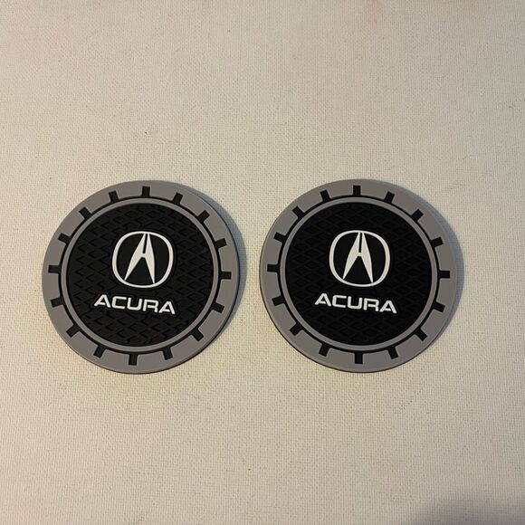 Acura car cup Coasters in black and gray. Set of 2 NWT - Picture 1 of 4